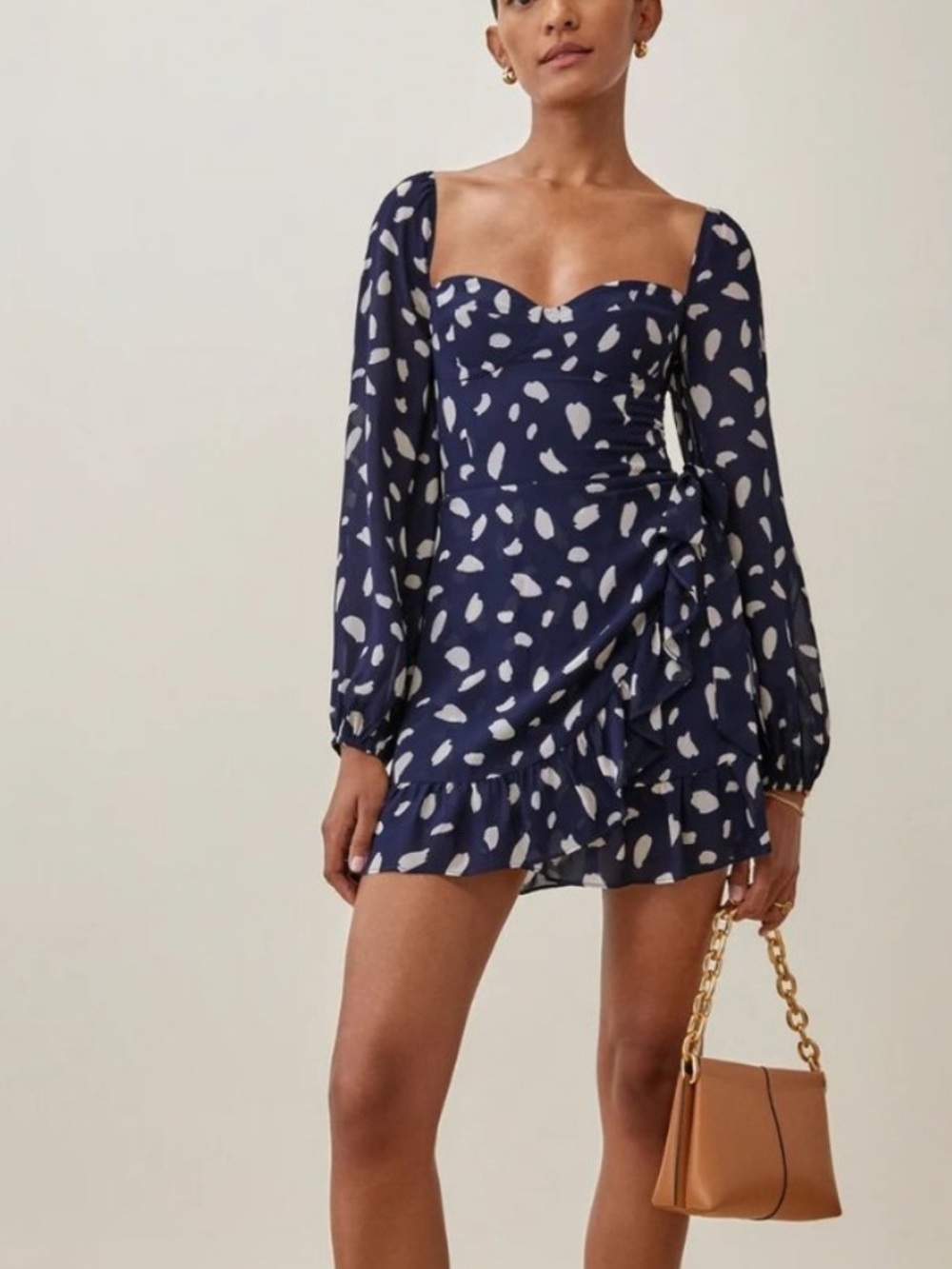 Reformation Cammi Dress | Navy with White Spot Print